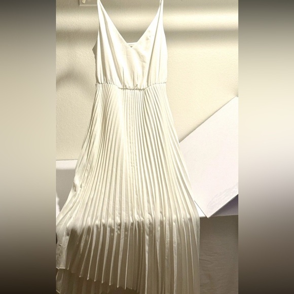 AllSaints Leia Harley Pleated Midi Slip Dress Cream Ivory Size Small NWOT - Picture 9 of 12